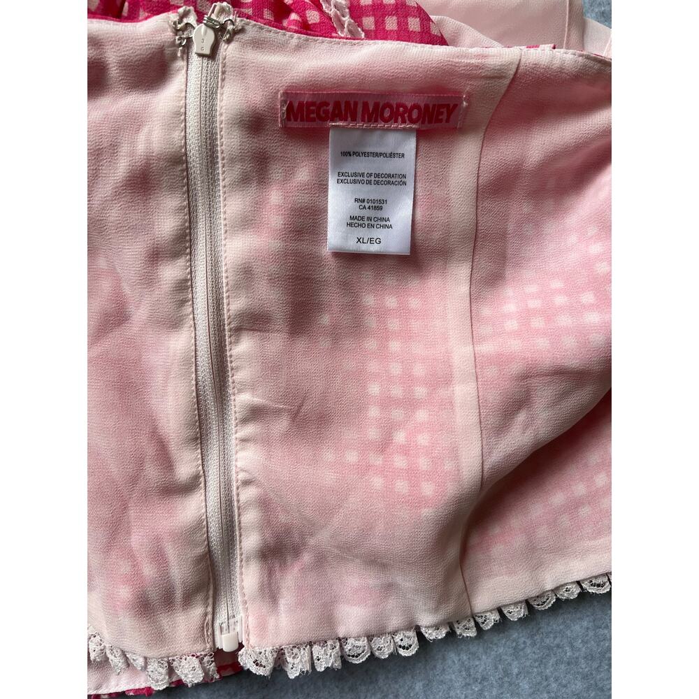 Megan Moroney Pink Gingham 2 Piece Set Crop Top Ruffle Shorts Lace Trim XL L - Picture 8 of 9
